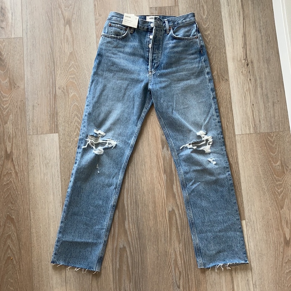 NWT Agolde 90s pinch waist High rise straight  distressed jeans